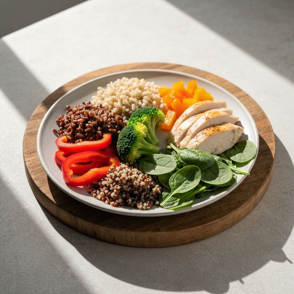 Balanced plate with various food groups